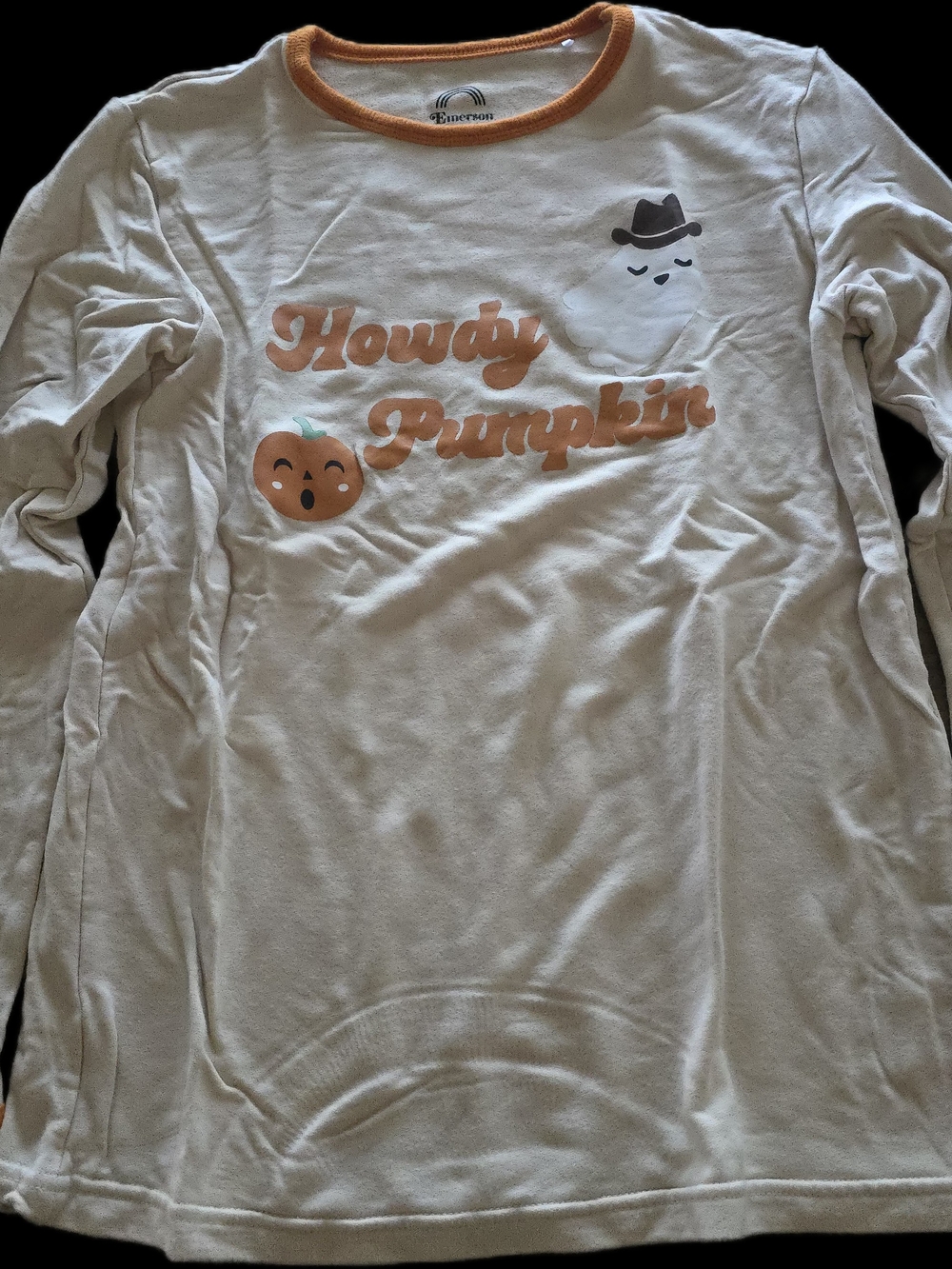 Kids Howdy Pumpkin Long Sleeve Tee - Emerson - Cream & Orange